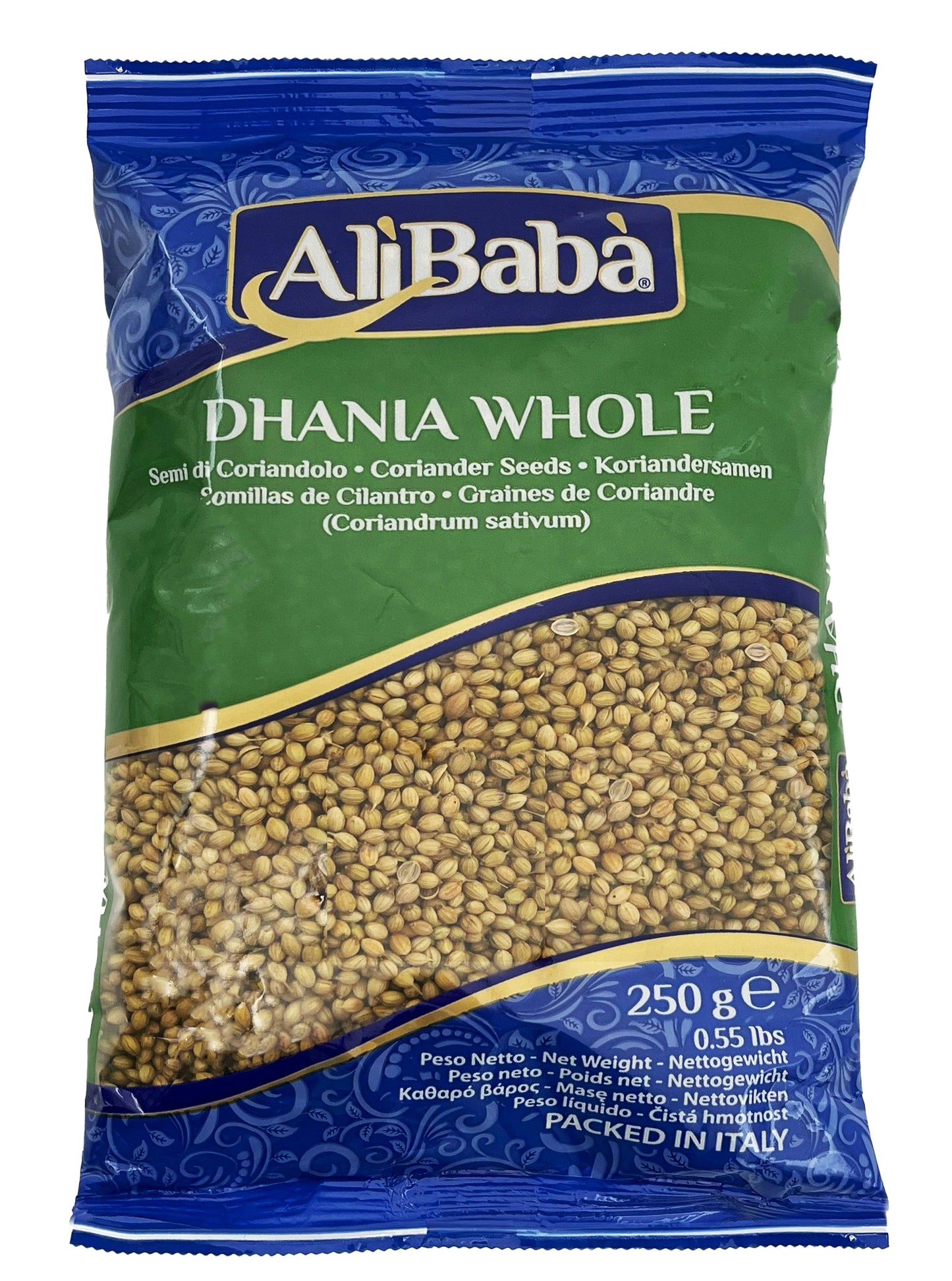 DHANIA WHOLE, CORIANDER WHOLE ALI BABA 250G