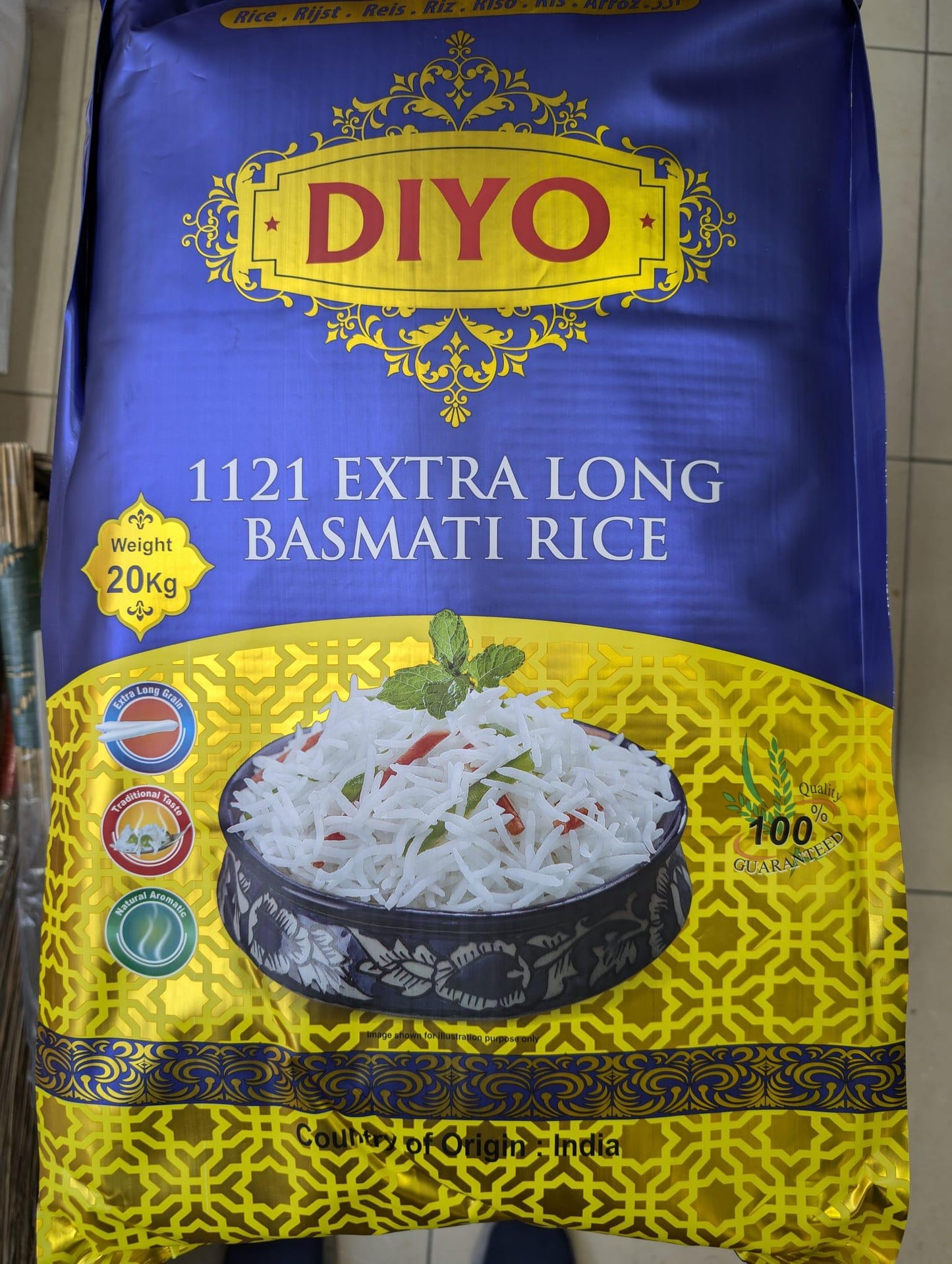 Diyo Extra Long Basmati Rice 20kg