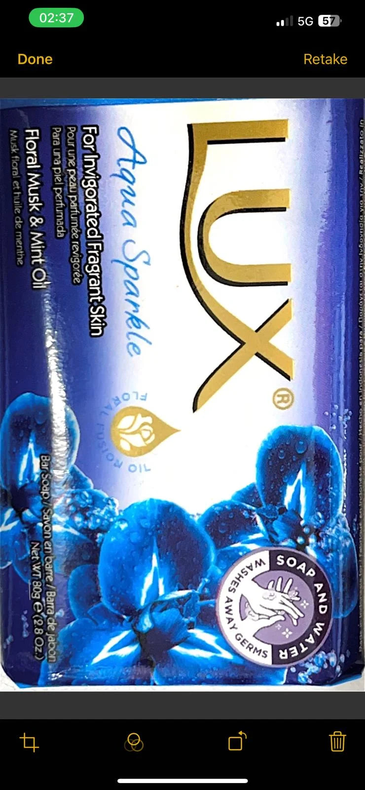LUX SOAP AQUA SPARKLA 80G