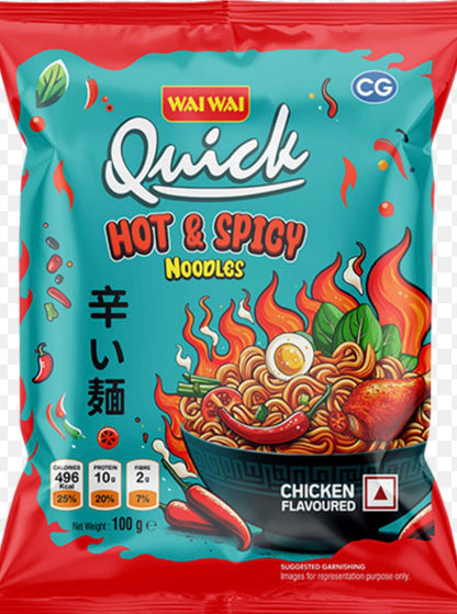 WAI WAI Quick Hot & Spicy 100gm (20PCS)